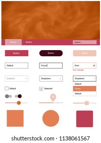 Light Red, Yellow vector ui kit with clouds & stars. Simple Material Design Kit with colorful clouds in header. Modern template for your landing page.