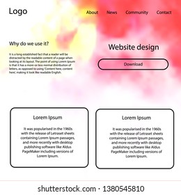 Light Red, Yellow vector ui kit with clouds, stars. Web ui kit with abstract gradient clouds in its header. Simple colorful design for websites.