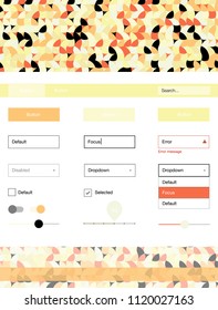 Light Red, Yellow vector web ui kit with spheres. Colorful ui/ux kit with header consisted of spheres. This sample is for your landing page.