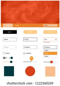Light Red, Yellow vector web ui kit with nebula stars. Colorful ui/ux kit with header consisted of clouds & stars. Beautiful layout for websites, landing pages.