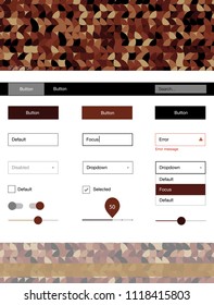 Light Red, Yellow vector wireframe kit with dots. Web ui kit with abstract gradient circles in its header. Modern template for your landing page.