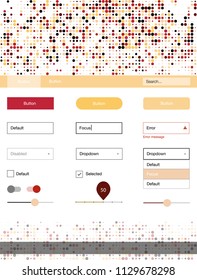 Light Red, Yellow vector wireframe kit with dots. Colorful Style guide with circles on abstract background. This sample is for your landing page.
