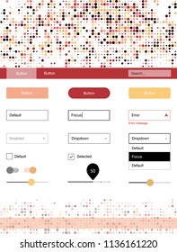 Light Red, Yellow vector wireframe kit with dots. Colorful ui/ux kit with header consisted of spheres. This template you can use for landing pages.