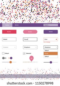 Light Red, Yellow vector wireframe kit with dots. Colorful Style guide with circles on abstract background. Beautiful layout for websites, landing pages.