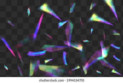 Light Reflection Vector Transparent Background. Holo Lens Overlay Template. Iridescent Sparkle Cool Wallpaper. Gradient Christmas Tinsel Poster.