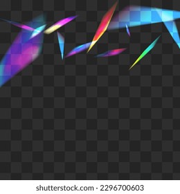 Light Reflection Vector Transparent Background. Neon Foil Falling Banner. Bright Spectrum Abstract Poster. Shine Digital Flare Template.