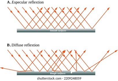 If light reflects off a rough surface it is called diffuse reflection. If light reflects off a smooth surface it is called specular reflection