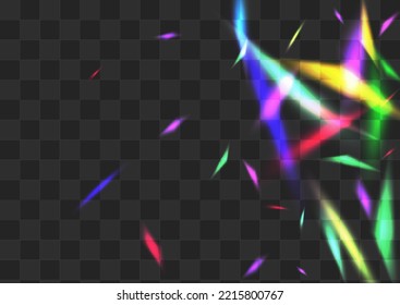 Light Refraction Vector Transparent Background. Holo Reflection Overlay Border. Shine Cristal Effect Texture. Gradient Abstract Kaleidoscope Template.