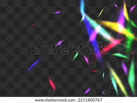 Light Refraction Vector Transparent Background. Holo Reflection Overlay Border. Shine Cristal Effect Texture. Gradient Abstract Kaleidoscope Template.