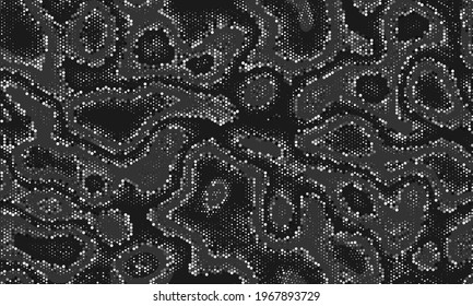 Arte Gráfico Fluido Repetido Ligero. Camuflaje Vector Moderno Sin Maravillas Pastel Abstracto Arcoiris. Impresión de vectores ondulados de color negro repitido monocromo. Resumen del arco iris sin foco