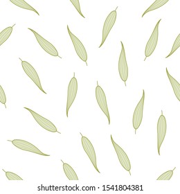 Light retro botanical pattern. Leaves without flowers. Isolated vector ornament
