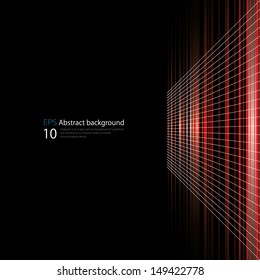 Light rhythm. Abstract background. Red. Perspective