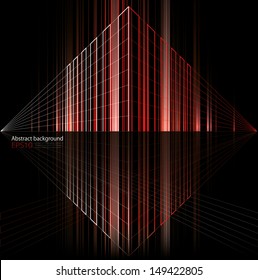 Light rhythm. Abstract background. Red. Perspective