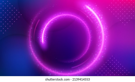 Light Ring Motion Background, Elegant Violet Light. Widescreen Vector Illustration