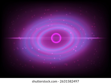 Anel de luz em galáxia abstrata com poeira estelar.