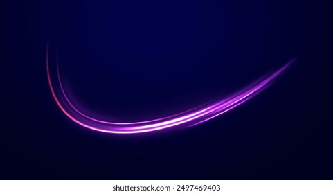 light road in the form of a swirl, neon color. Trendy geometric neon collage for speed movement. Abstract technology light lines background 3d.