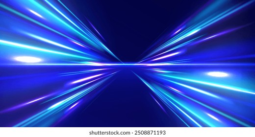 light road in the form of a swirl, neon color. Trendy geometric neon collage for speed movement. Abstract technology light lines background 3d.