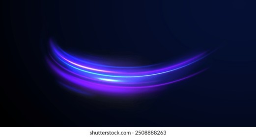 light road in the form of a swirl, neon color. Trendy geometric neon collage for speed movement. Abstract technology light lines background 3d.