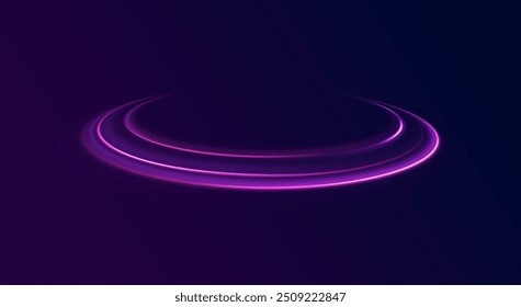 light road in the form of a swirl, neon color. Trendy geometric neon collage for speed movement. Abstract technology light lines background 3d.