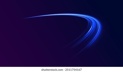 light road in the form of a swirl, neon color. Trendy geometric neon collage for speed movement. Abstract technology light lines background 3d.