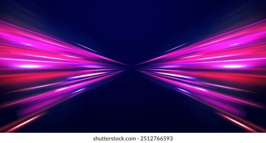 leichte Straße in Form eines Wirbels, Neonfarbe. Trendy geometrische Neon Collage für Geschwindigkeit Bewegung. Abstrakte Technologie helle Linien Hintergrund 3d.