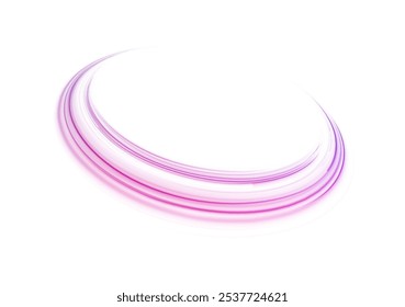 light road in the form of a swirl, neon color. Trendy geometric neon collage for speed movement. Abstract technology light lines background 3d.