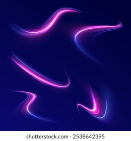 light road in the form of a swirl, neon color. Trendy geometric neon collage for speed movement. Abstract technology light lines background 3d.