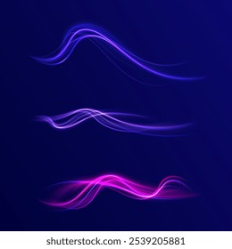 light road in the form of a swirl, neon color. Trendy geometric neon collage for speed movement. Abstract technology light lines background 3d.