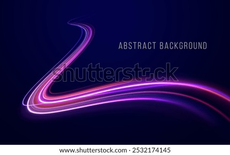 light road in the form of a swirl, neon color. Trendy geometric neon collage for speed movement. Abstract technology light lines background 3d.