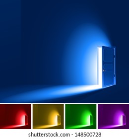 Light in a room through the open door. Vector EPS8. RGB-version. 
No Meshes (Light and shadows were created only by a gradient)