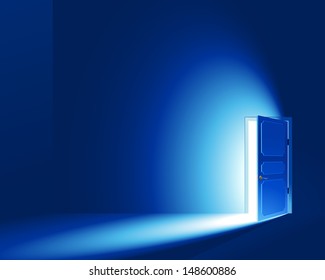 Light in a room through the open door. Vector EPS8. CMYK-version. No Meshes (Light and shadows were created only by a gradient)