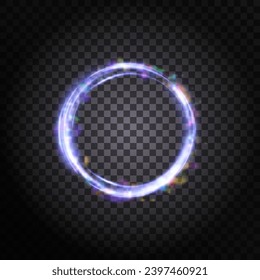Marco redondo claro. Portal azul con distorsiones de luz. Vector de círculo mágico. Marco redondo con efecto luminoso	
