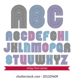 Light rounded geometric font created from lines. Vector decorative stylish capital letters for use in web design and posters print.
