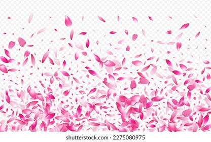 Fondo transparente del vector Sakura claro. Ilustración Romántica de Hojas. Fondo de veranoDropBlossom. Patrón de matrimonio cardíaco. Diseño de la Madre Rosa Roja.