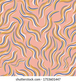 Light salmon colour with swirling shapes seamless pattern background design.