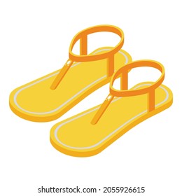 Symbol für helle Sandalen. Isometrisch aus hellen Sandalen, Vektorsymbol für Webdesign einzeln auf weißem Hintergrund