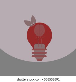 light save planet on ecology style lamp with brain and leaf