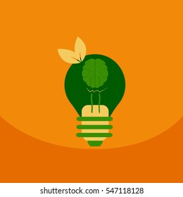 light save planet on ecology style lamp with brain and leaf