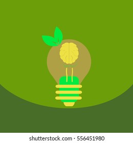 light save planet on ecology style lamp with brain and leaf