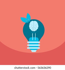 light save planet on ecology style lamp with brain and leaf