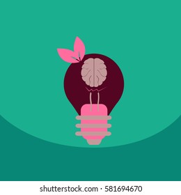 light save planet on ecology style lamp with brain and leaf