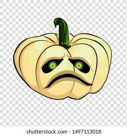 Light scary pumpkin on Halloween. Vector illustration of an isolated object. Element for postcards, invitations or greetings.