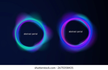 Light scene with purple orange circle and geometric line in black backdrop highlighting bright banner and isolated symbol in retro set