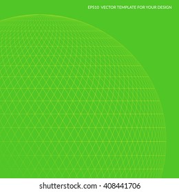 Light scientific background. Mesh on green background. Eps10 vector.