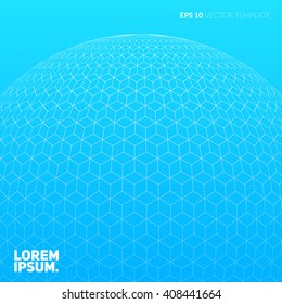 Light scientific background. White mesh on blue background. Eps10 vector.