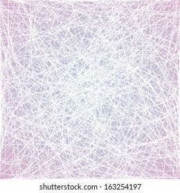 Light scribble pattern. Chaotic lines on violet background.