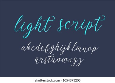 Light script. Calligraphy font. Vector alphabet.