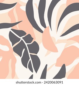 Light Seamless Abstract Beautiful Ornament Wallpaper. Orange Repetitive Summer Plant Lines, Seamless Art. Black Continuous Doodle Organic Surface Design. 