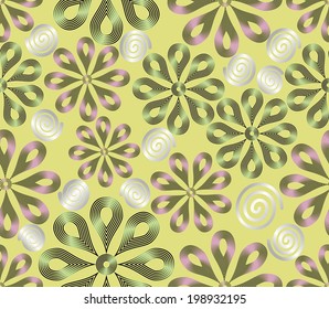 Light seamless background with flower patterns and curls