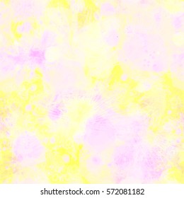 Light seamless background. Yellow, white and purple colors. Chaotic spots, mix random. Vector texture for fabric, home design. Watercolor and blur effect.